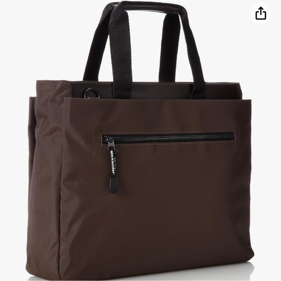 NWOT. Derek Alexander Brown Nylon Top Zip Tote - Unisex - Picture 2 of 15